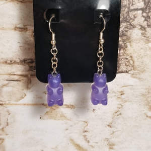 Purple gummy bear earrings