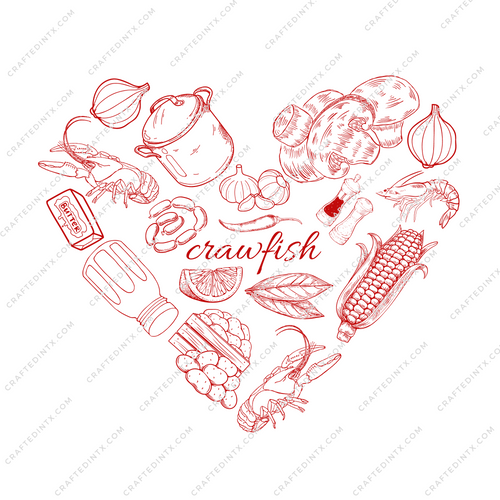 Digital File ONLY -  Crawfish Heart Collage PNG Download