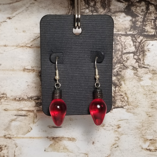 Red Christmas bulb earrings
